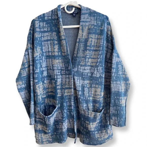 J. Jill Indigo Artisanal Pure Jill Open Front Blue Sweater Petite S - Picture 2 of 11